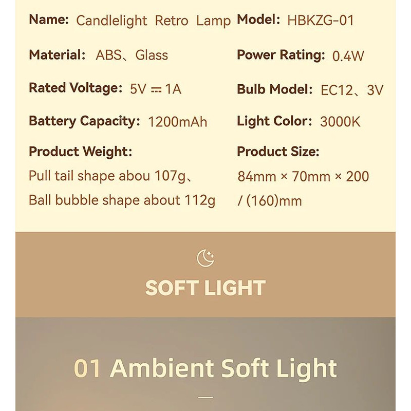 Retro LED Candle Night Light Dimmable Rechargeable Decorative Lamp 11