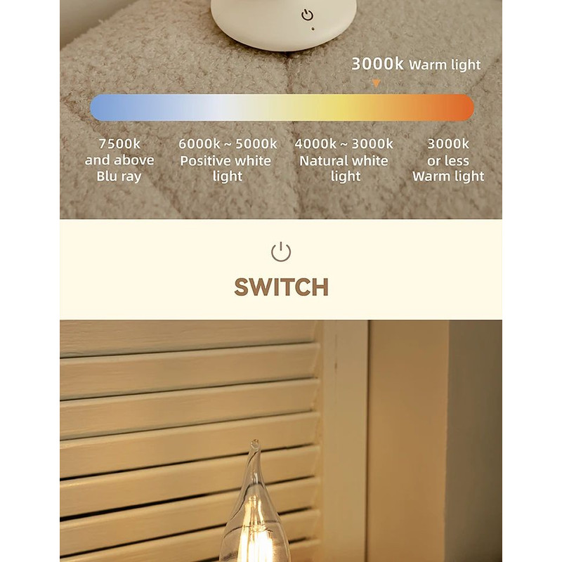 Retro LED Candle Night Light Dimmable Rechargeable Decorative Lamp 13