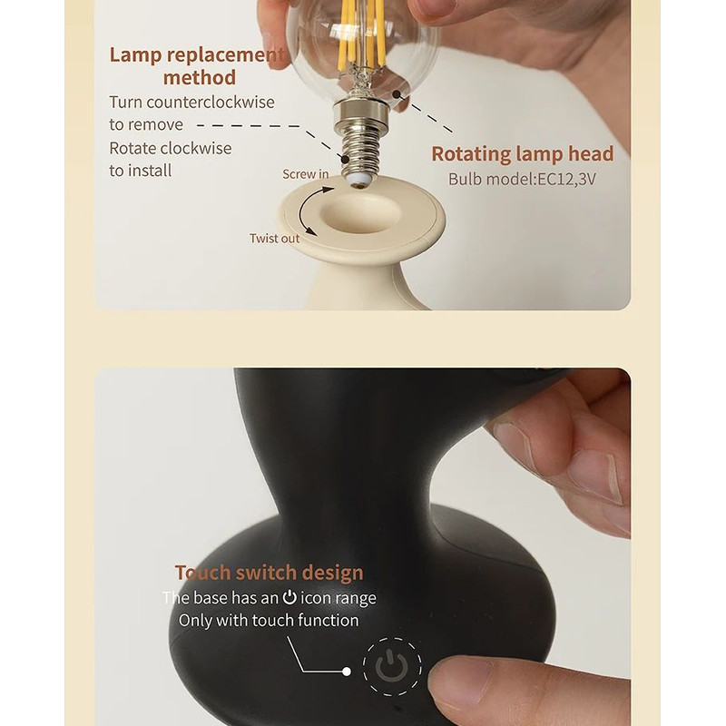 Retro LED Candle Night Light Dimmable Rechargeable Decorative Lamp 18