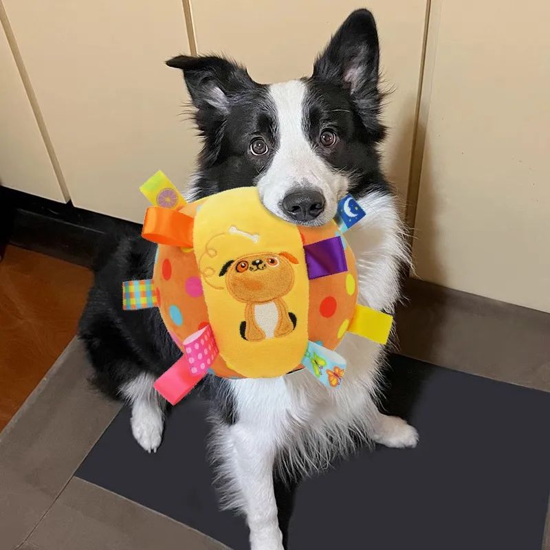 Plush Vocal Toy Ball For Dogs Fun Interactive Chew Cleaning Toy With Bell 1