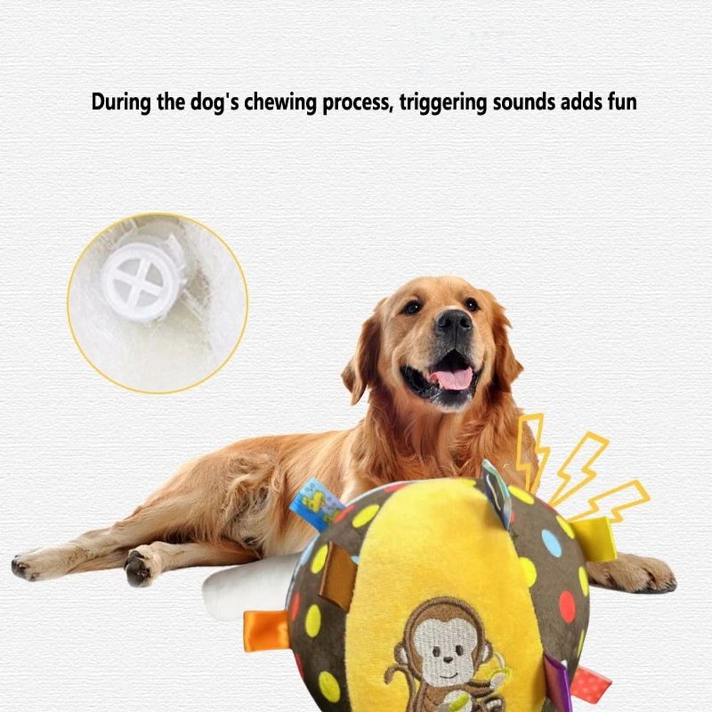 Plush Vocal Toy Ball For Dogs Fun Interactive Chew Cleaning Toy With Bell 2