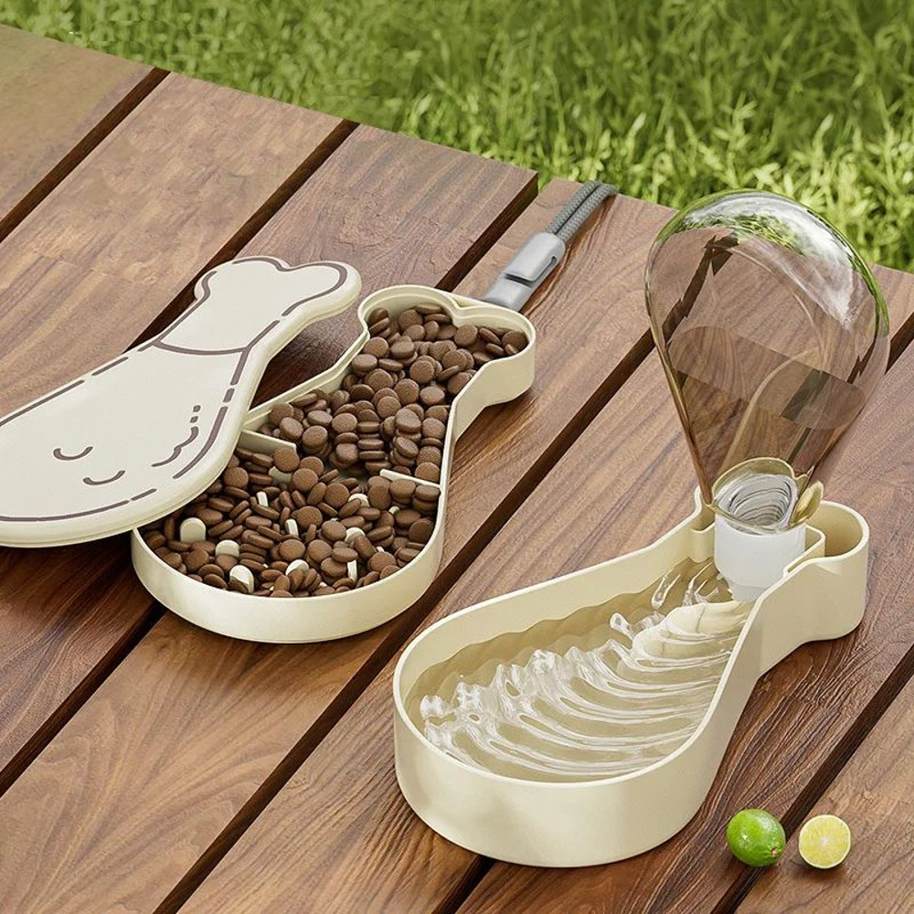 2in1 Portable Dog Water Bottle Food Container Large Capacity Travel Cup 3