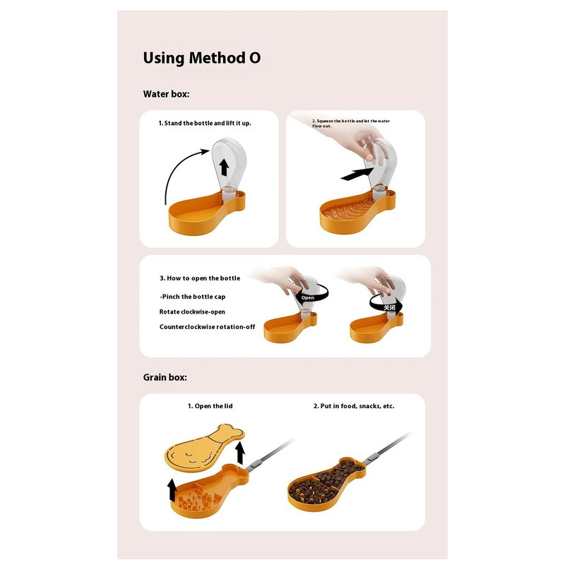 2in1 Portable Dog Water Bottle Food Container Large Capacity Travel Cup 8