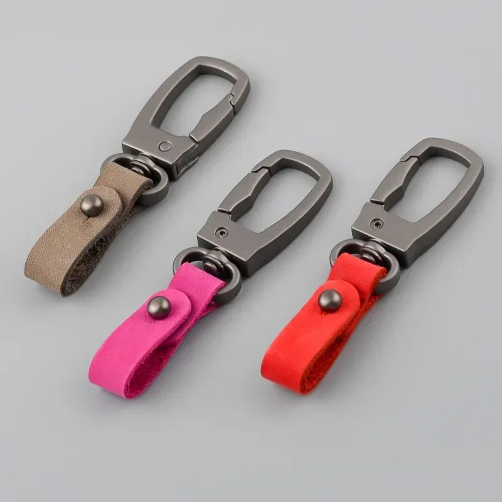 Matte Leather Metal Keychain Minimalist AntiDetachable Key Ring For Men Women 1