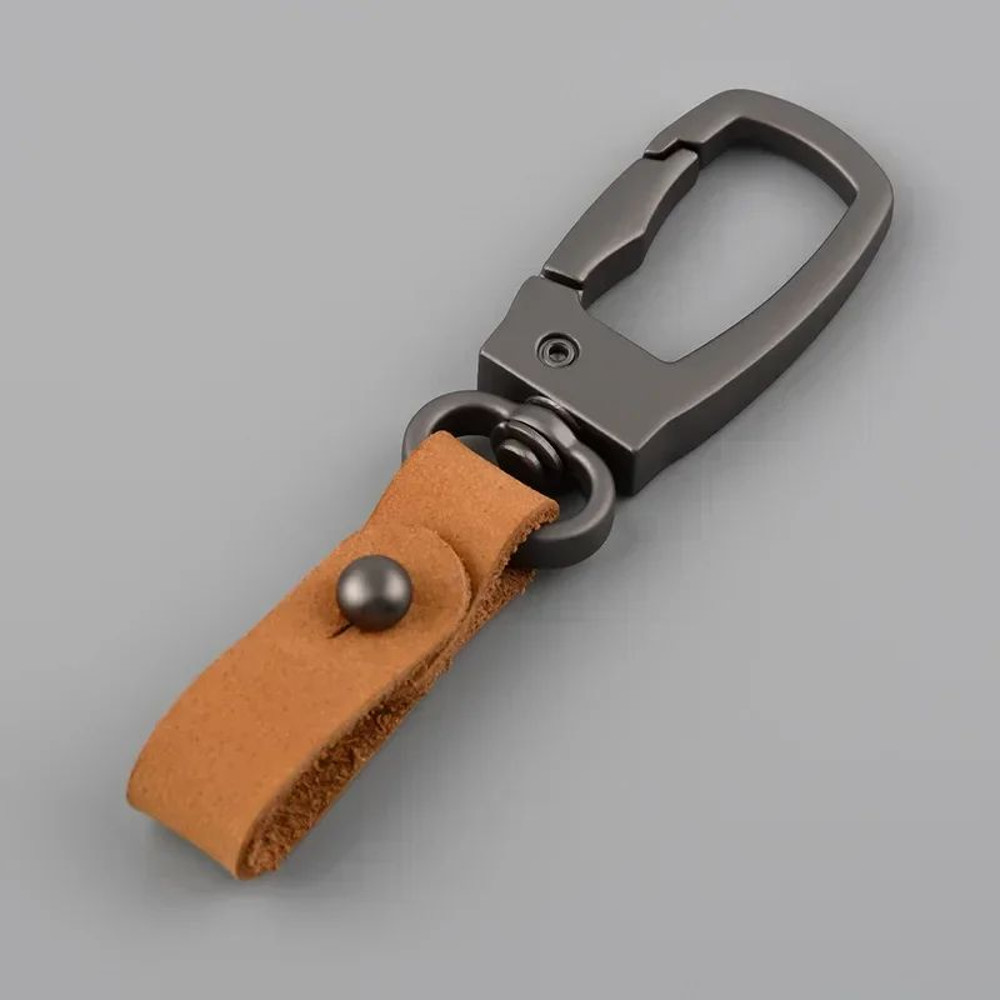 Matte Leather Metal Keychain Minimalist AntiDetachable Key Ring For Men Women 8