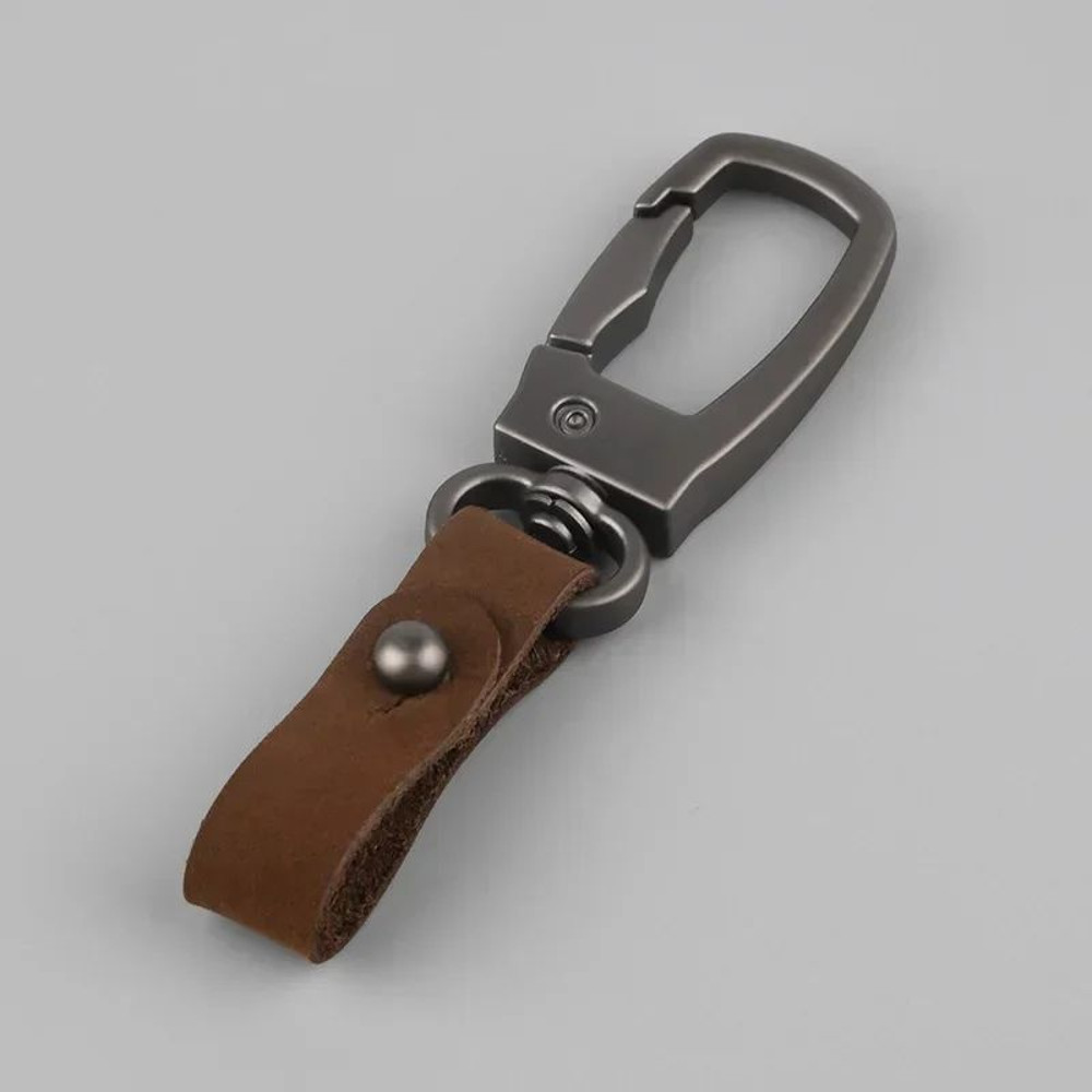 Matte Leather Metal Keychain Minimalist AntiDetachable Key Ring For Men Women 14