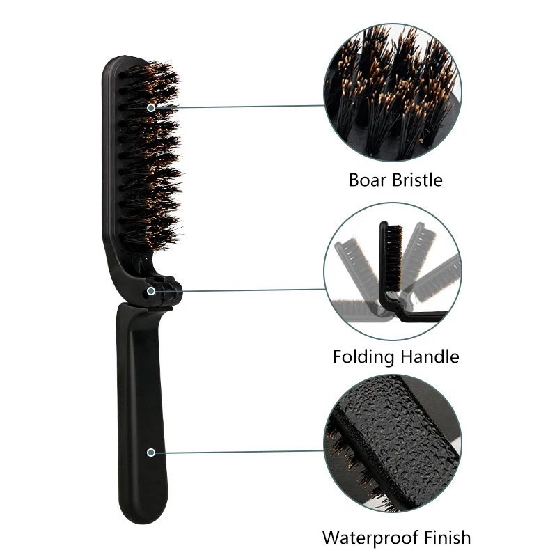 Soft Boar Bristle Beard Brush For Men Foldable Mustache And Hair Styling Comb 1