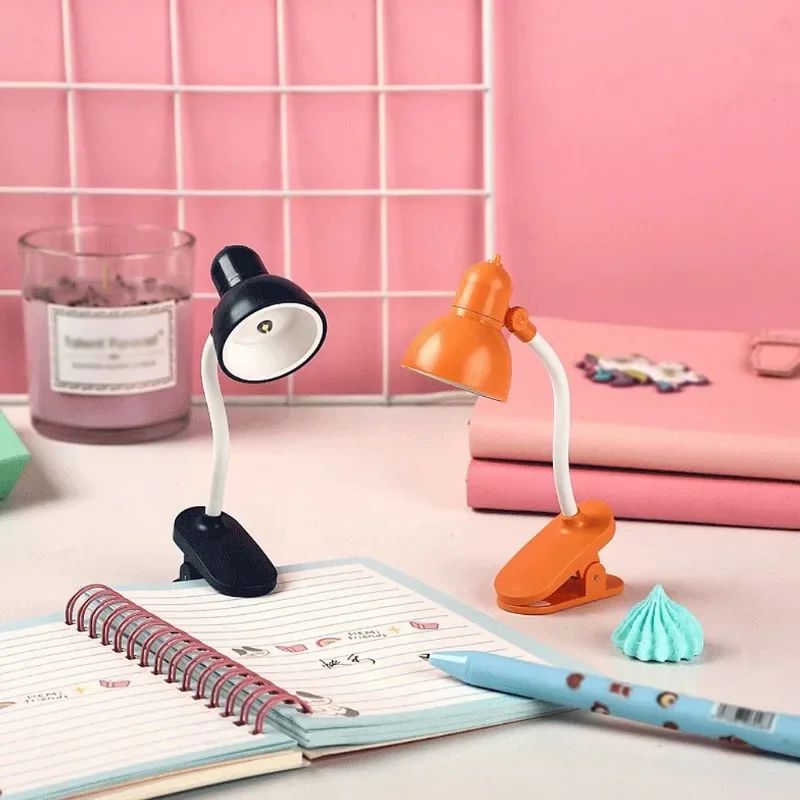 Portable Adjustable Clip Reading Light Battery Powered Mini Table Lamp Yellow 2