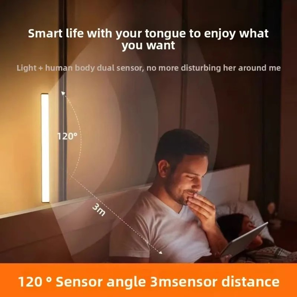 USB Rechargeable Magnetic Motion Sensor Night Light Dimmable LED Cabinet Lamp 2