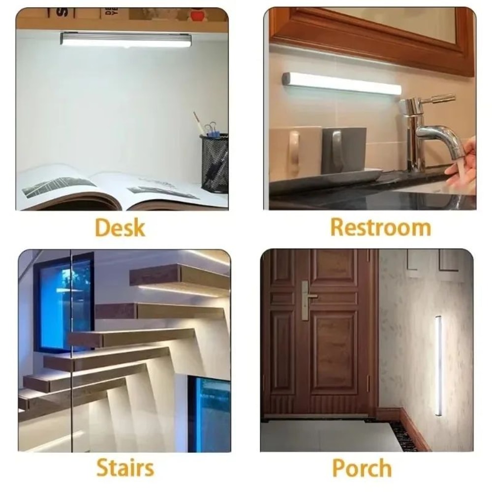 USB Rechargeable Magnetic Motion Sensor Night Light Dimmable LED Cabinet Lamp 5