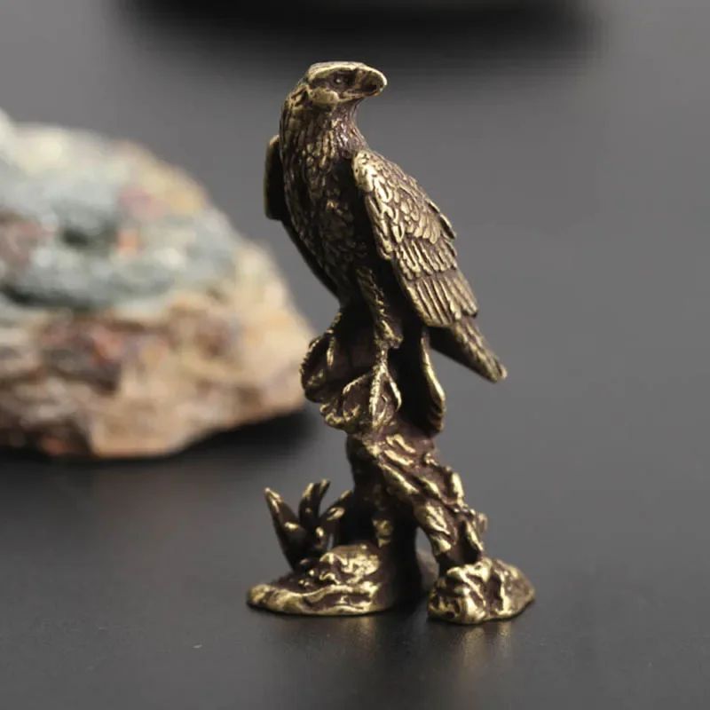 Handmade Vintage Copper Eagle Figurine Sculpture Home Office Desk Decoration 2