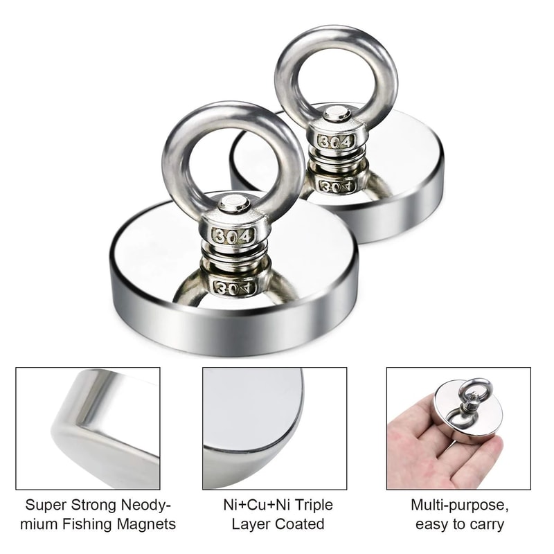 Super Strong Neodymium Fishing Magnet Heavy Duty Salvage Magnet With Eyebolt 8