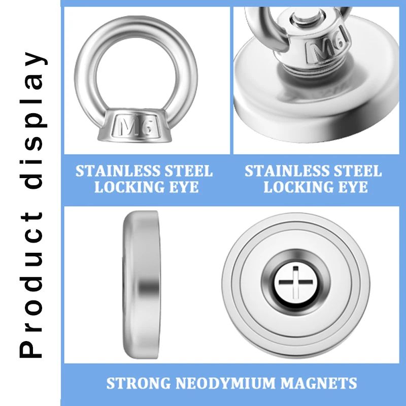Super Strong Neodymium Fishing Magnet Heavy Duty Salvage Magnet With Eyebolt 11