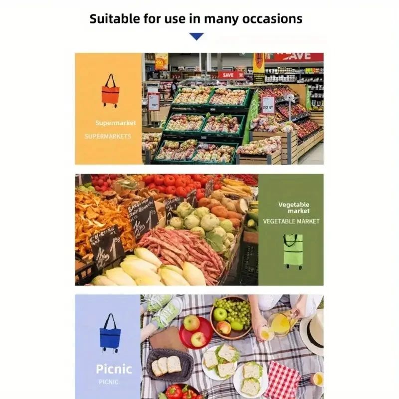 Foldable Portable Shopping Cart With Wheels Lightweight BackpackStyle Hand Cart 6