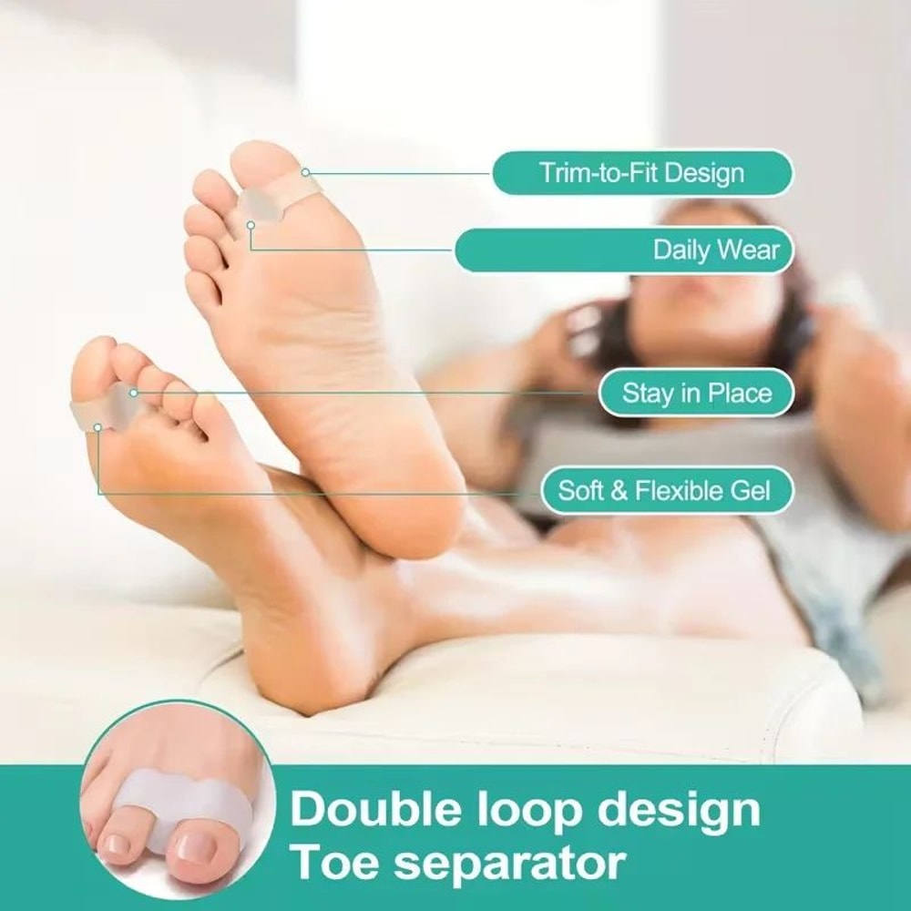 6 Pack Silicone Toe Separators Soft Durable Washable Reusable Toe Spacers For Comfort 7