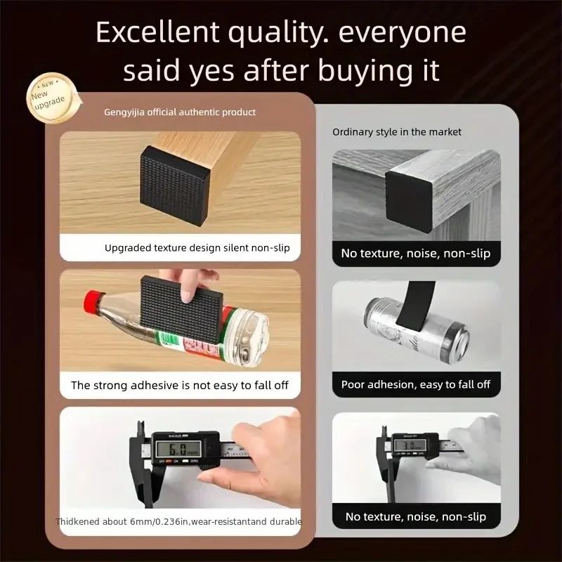 Black Felt Furniture Pads Thick NonSlip Soundproof CuttoSize Floor Protectors 5