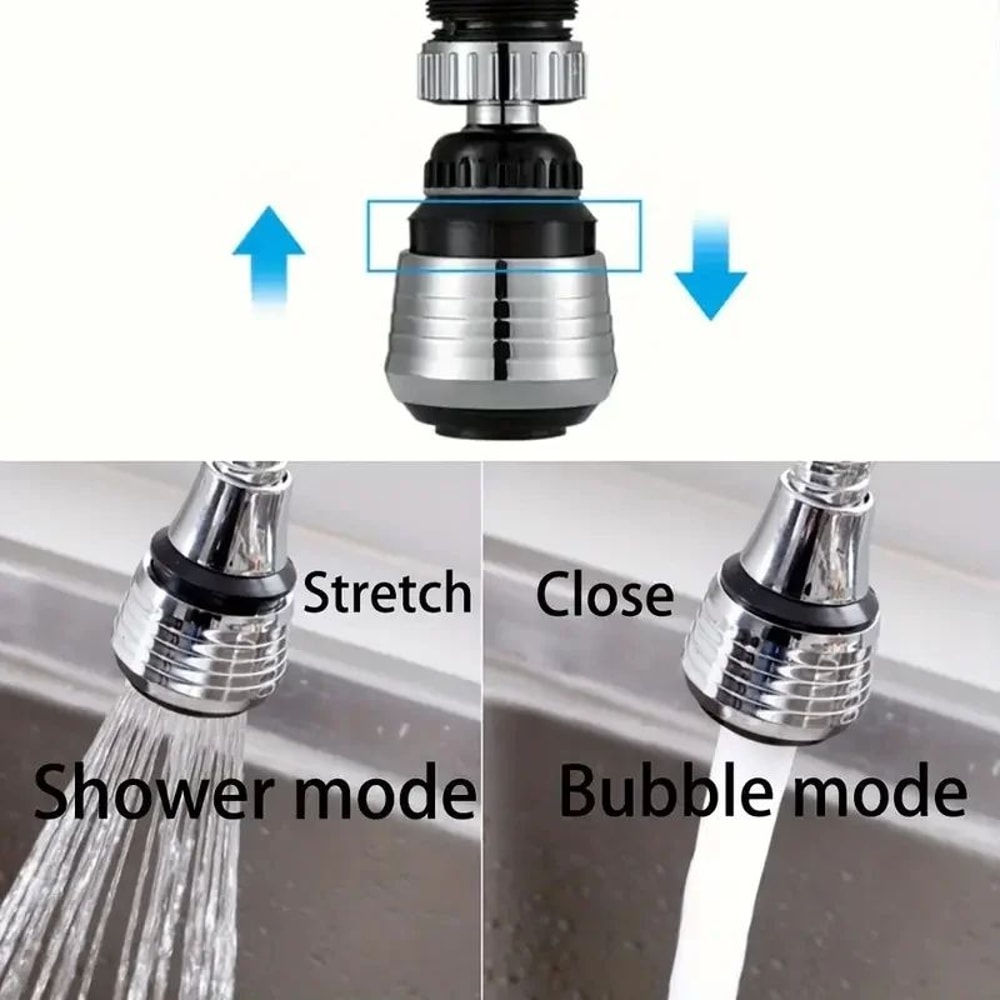 360 Swivel Faucet Extender With 2 Spray Modes SplashProof Flexible Sink Attachment 8
