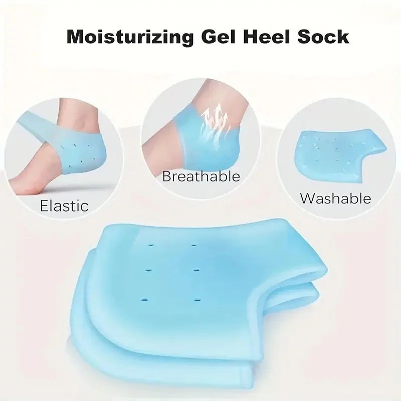 Washable Silicone Heel Protectors Blue Unisex Breathable Reusable Comfort Cushions 1