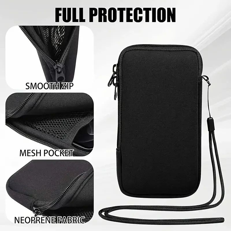Neoprene Zipper Phone Pouch Protective Black Sleeve Case For Multiple Smartphone Models 0
