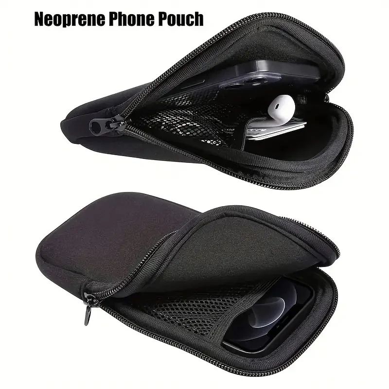 Neoprene Zipper Phone Pouch Protective Black Sleeve Case For Multiple Smartphone Models 2
