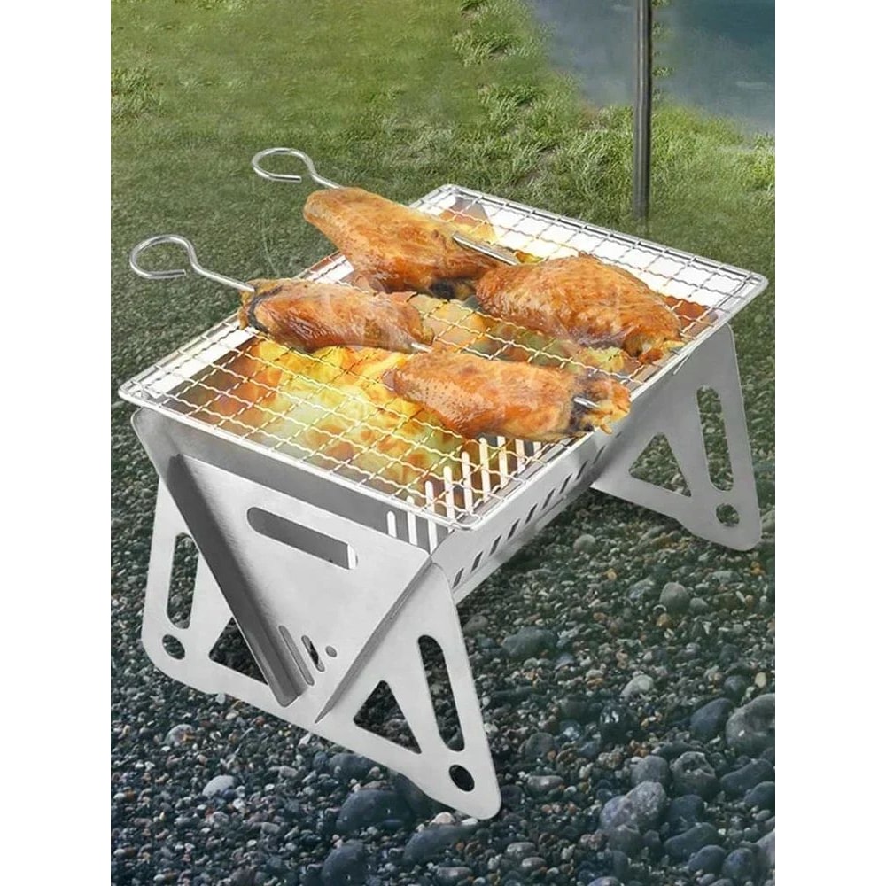Portable Mini Charcoal Grill Stainless Steel Folding BBQ Grill For Outdoor Camping Multifunctiona 0