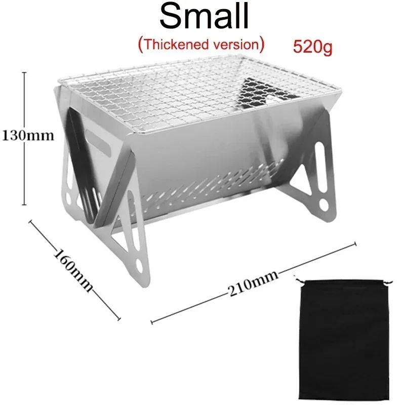 Portable Mini Charcoal Grill Stainless Steel Folding BBQ Grill For Outdoor Camping Multifunctiona 6