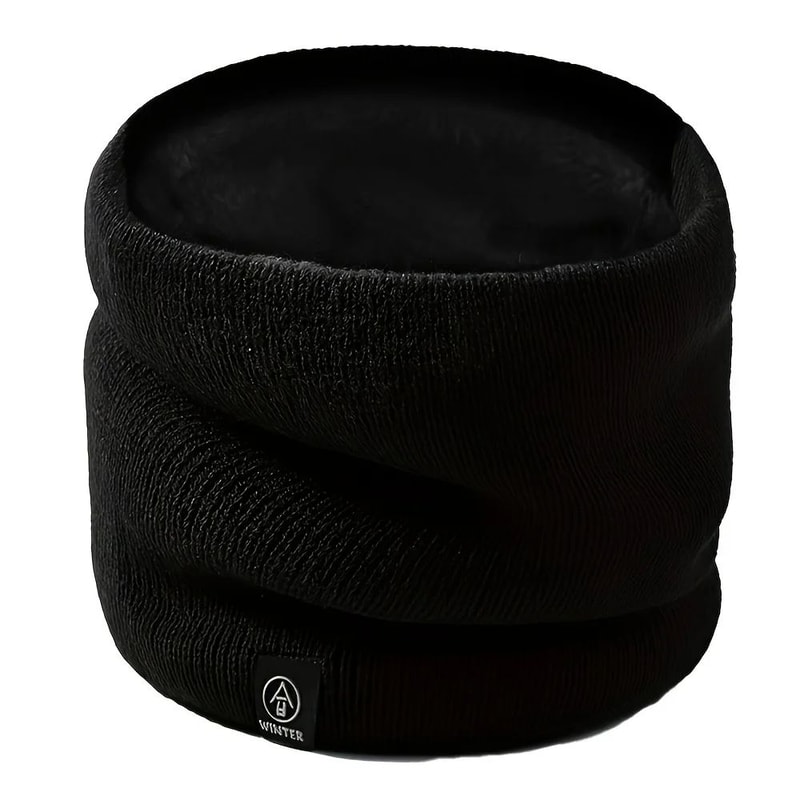 Winter Knit Scarf With Integrated Mask Thickened Polyester Neck Gaiter For Warmth And Outdoor Spor 2