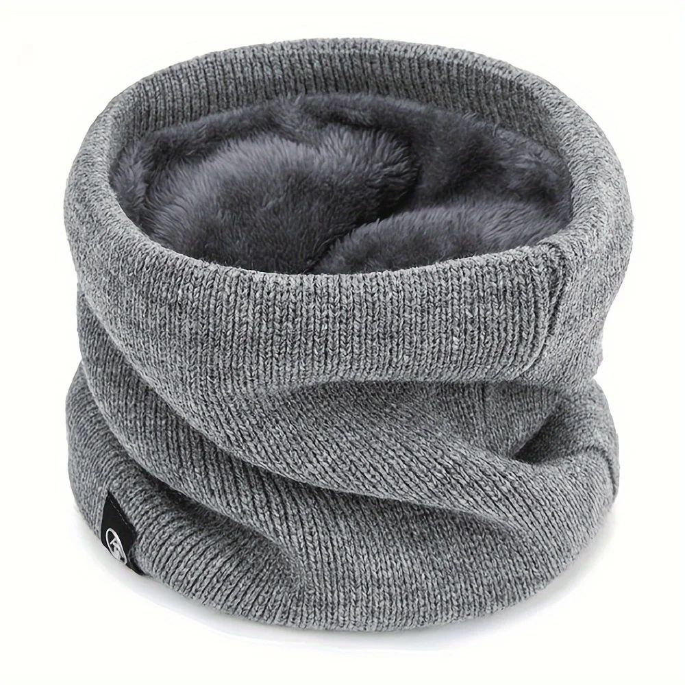 Winter Knit Scarf With Integrated Mask Thickened Polyester Neck Gaiter For Warmth And Outdoor Spor 3
