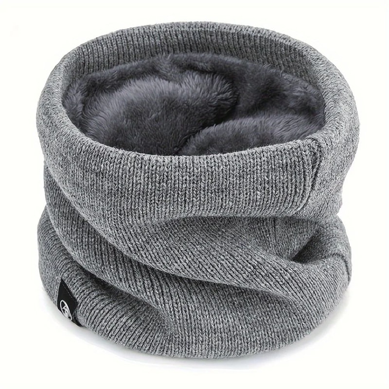 Winter Knit Scarf With Integrated Mask Thickened Polyester Neck Gaiter For Warmth And Outdoor Spor 3