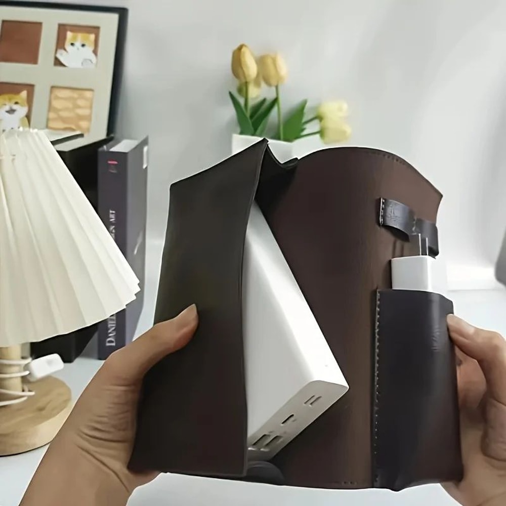 PU Leather MultiCompartment Organizer Portable Tech And School Accessories Case For Cables Charger 4