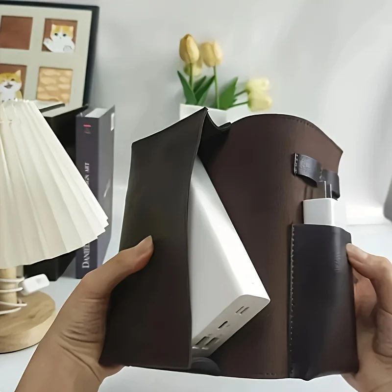 PU Leather MultiCompartment Organizer Portable Tech And School Accessories Case For Cables Charger 4