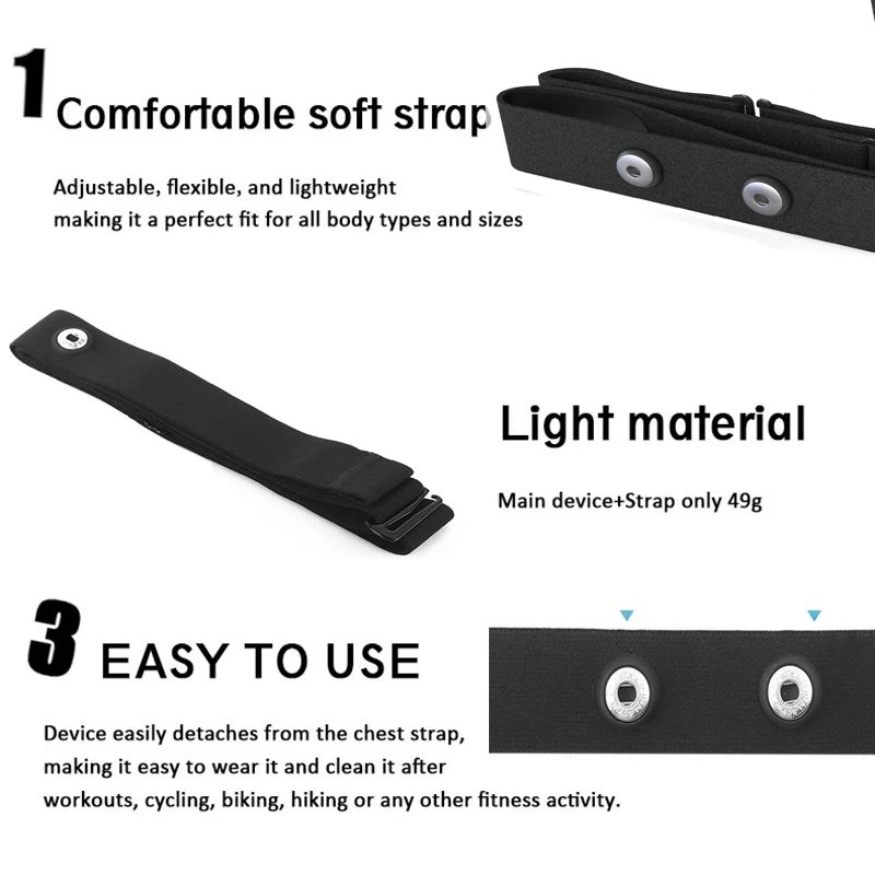 Heart Rate Monitor Replacement Strap Compatible With Polar H7H9H10 Coospo Wahoo Tick Garmin And Ma 2