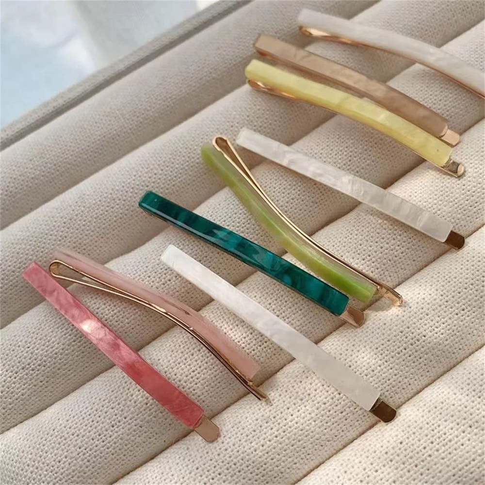 3 Piece Acetate Geometric Hair Barrettes Simple Oblong Hair Clips And Side Pins 0