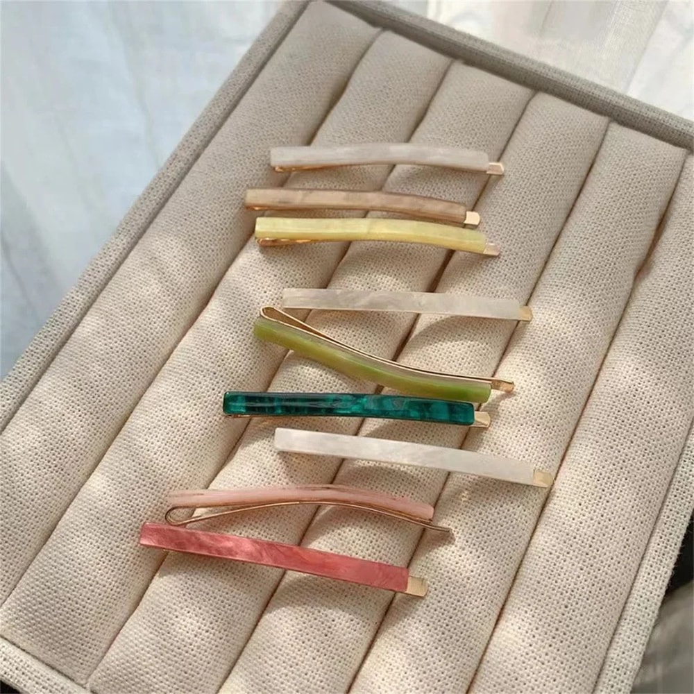 3 Piece Acetate Geometric Hair Barrettes Simple Oblong Hair Clips And Side Pins 2