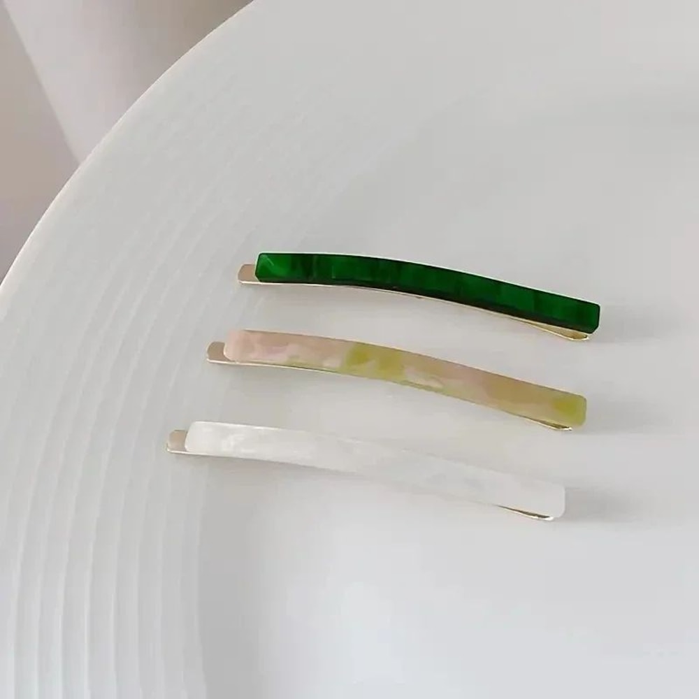 3 Piece Acetate Geometric Hair Barrettes Simple Oblong Hair Clips And Side Pins 3