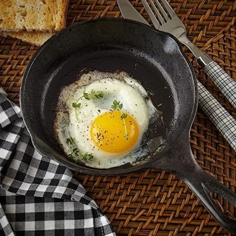 6 Inch Cast Iron Skillet Nonstick Frying Pan With Drip Spouts For Indoor Outdoor And Camping Cooki 1