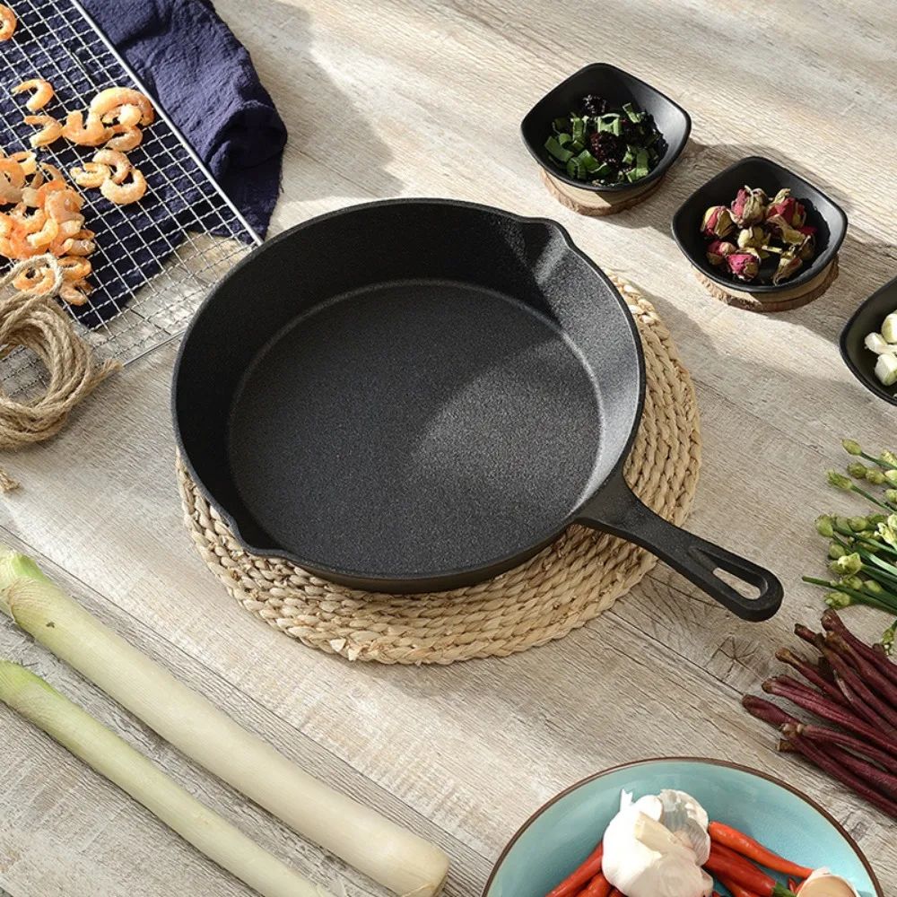 6 Inch Cast Iron Skillet Nonstick Frying Pan With Drip Spouts For Indoor Outdoor And Camping Cooki 2