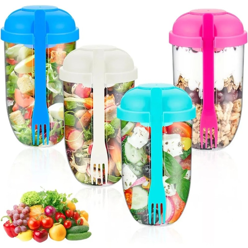 Salad Cup With Lid And Fork For Lunch And Meal Prep 0