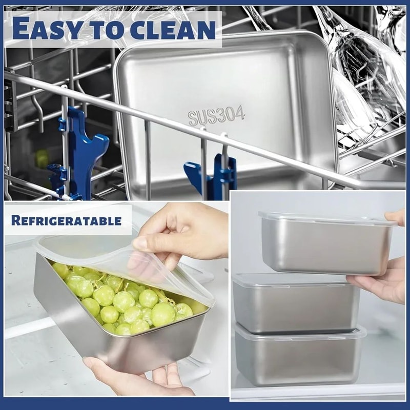Stainless Steel Food Storage Containers With Lids For Office And Snacks 3