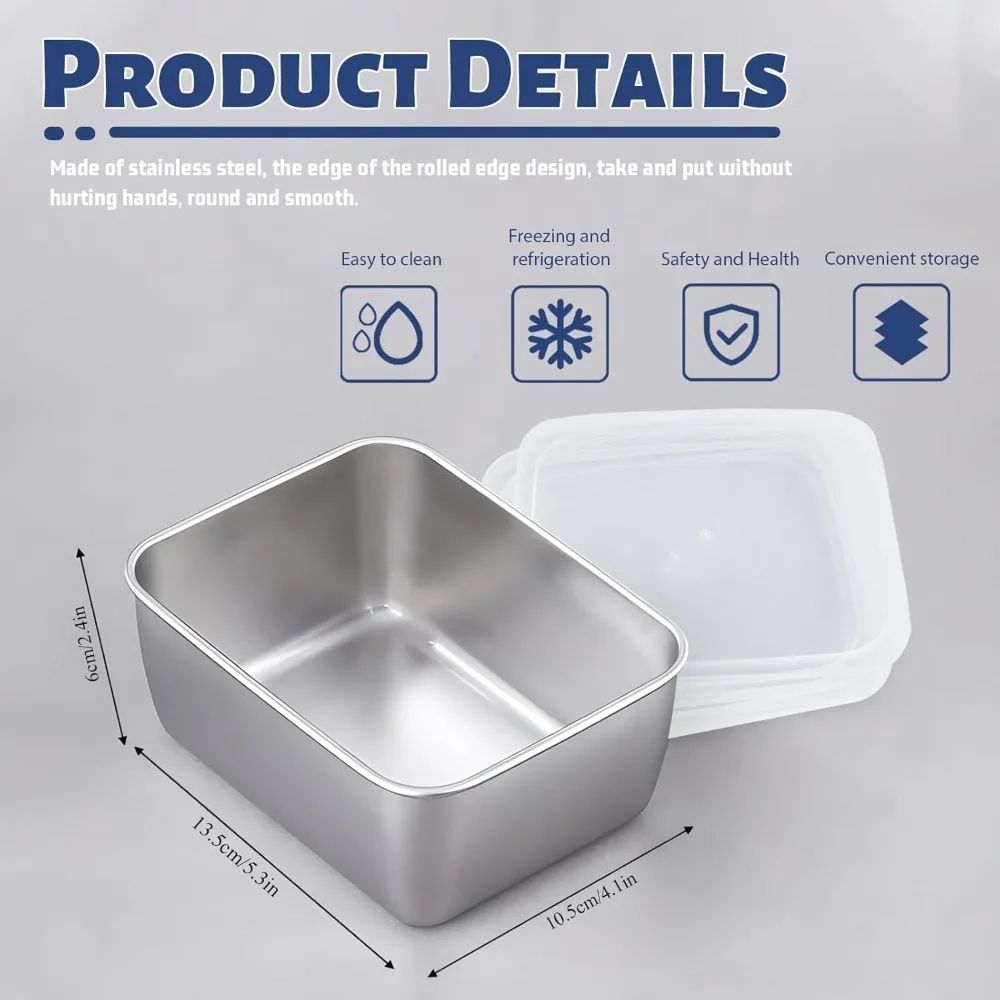 Stainless Steel Food Storage Containers With Lids For Office And Snacks 5