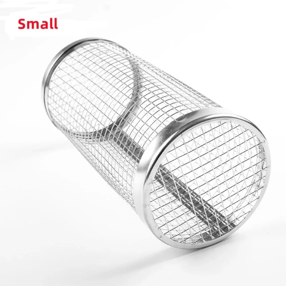 Rolling Stainless Steel BBQ Grill Basket For Outdoor Cooking 7