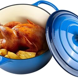 enameled cast iron dutch oven pot with lid for cooking and bread baking