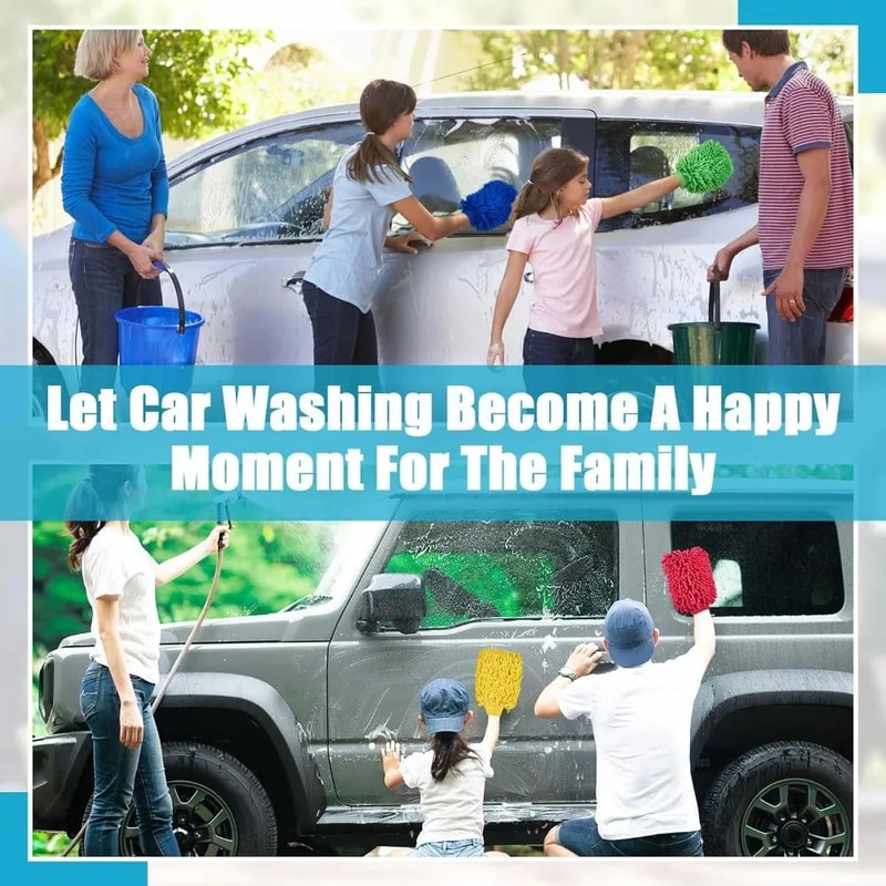 Double Sided Microfiber Cleaning Glove Mitts For Home Dusting And Car Wash 3