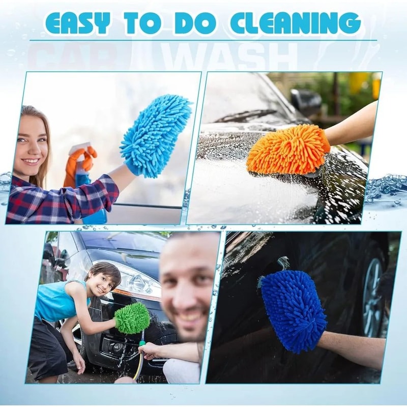 Double Sided Microfiber Cleaning Glove Mitts For Home Dusting And Car Wash 4