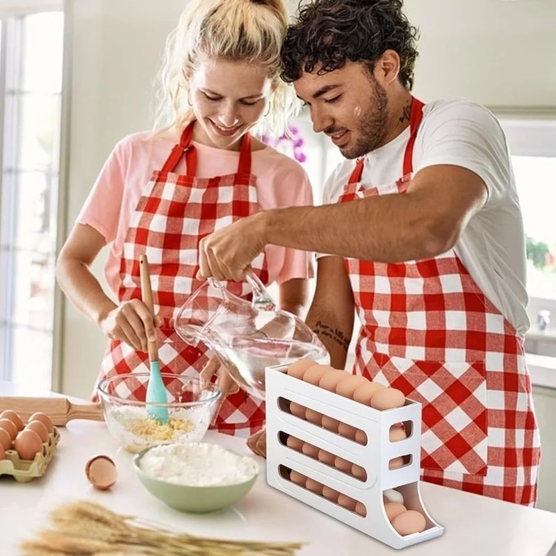 4 Tier Rolling Egg Dispenser Refrigerator Egg Storage Rack Holds 30 Eggs 3