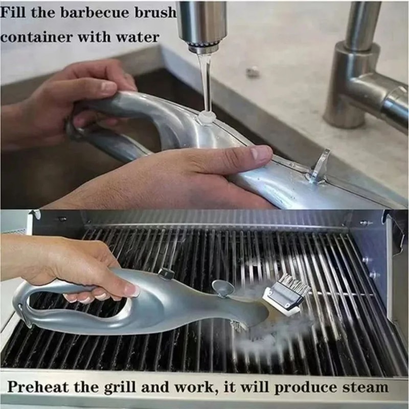 Stainless Steel BBQ Grill Steam Cleaning Brush For Outdoor Grills 3