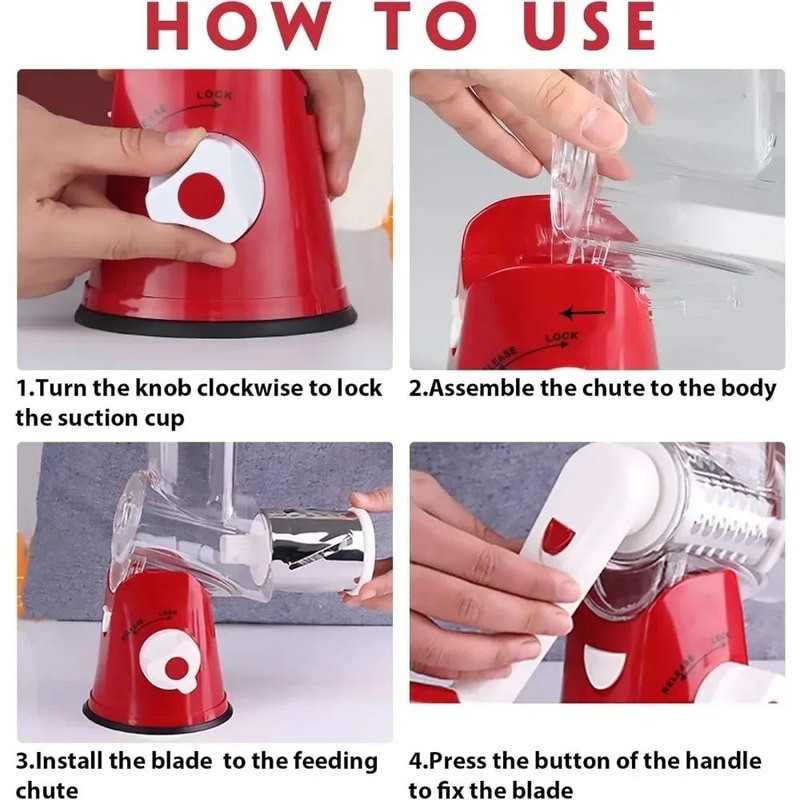 Rotary Vegetable Cutter Kitchen Shredder With Handle And Drum Blades 2