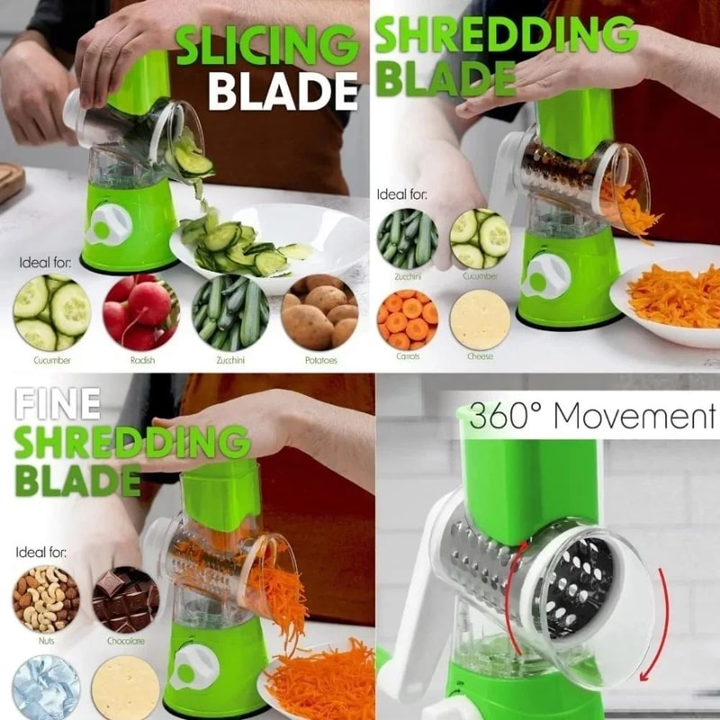Rotary Vegetable Cutter Kitchen Shredder With Handle And Drum Blades 5