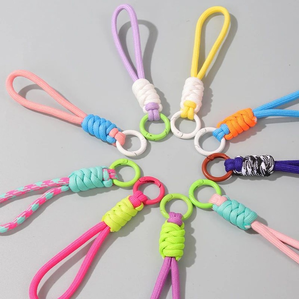 Colorful Braided Rope Strap Lanyard Keychain For Phone Case And Bags 0