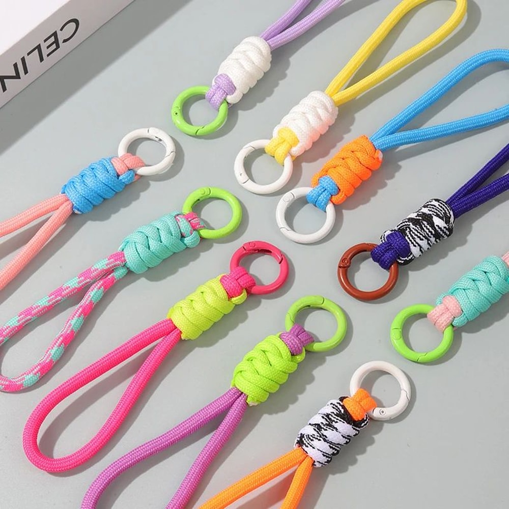 Colorful Braided Rope Strap Lanyard Keychain For Phone Case And Bags 2